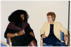 Phyllis Klotman and unidentified participant at Mandela Exhibit and Film Opening