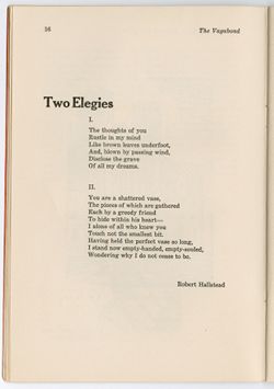 "Two Elegies," Robert Hallstead