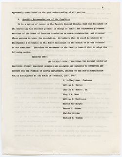 20: Report to the Faculty Council on University Placement Services, ca. 20 February 1968