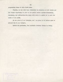 "Welcome and Introduction of Governor Craig Methodist Town & Country Conference." -Auditorium July 22, 1955