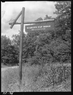 Scarcity Fat Ridge road sign, state road 45