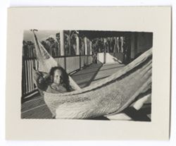Item 1220. Medium shot of Eisenstein in hammock.