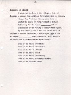 "Notes on Commencement Activities" -Indiana University June 2-3, 1940
