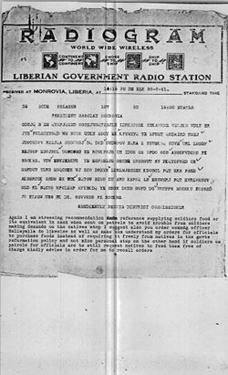 Western Province Voinjama-Kolahun District Radiograms, January-June 1941