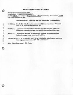 00-04-11 Resolution to Approve 2000-2001 Director Appointment