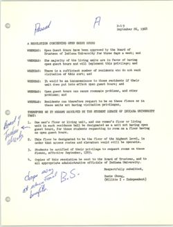 R-19 Resolution Concerning Open Guest Hours, 03 October 1968