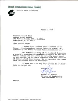 Letter from Michael M. Schoor to Birch Bayh, March 5, 1979