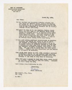23 March 1960: To: Ben Foster, Jr. From: Roy W. Howard.