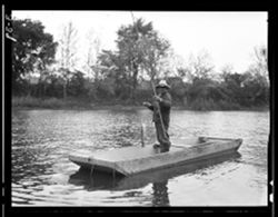 Fishing on the Mississinewa, Slocum trail, man in boat
