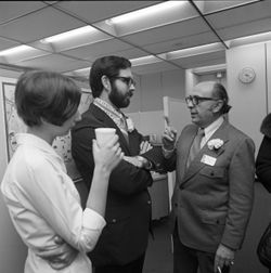 Dr. Alfred Fromm at dental capping cermony reception at IU South Bend, 1970s