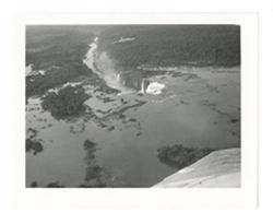 Aerial view of a waterfall landscape