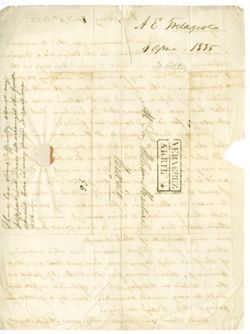 Fretageot, A[chille] E[mery], Verz Cruz. To William Maclure, Mexico., 1835 Apr. 4