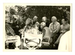 Roy and Jack Howard at Bohemian Grove with several other men
