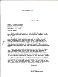 Letter from Birch Bayh to Robert G. Smerko of the American Chemical Society, July 20, 1979
