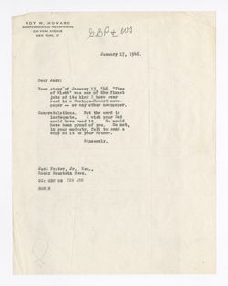 17 January 1946: To: Jack Foster, Jr. From: Roy W. Howard.