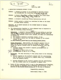 R-75 Resolution Concerning Student Records, 14 March 1968