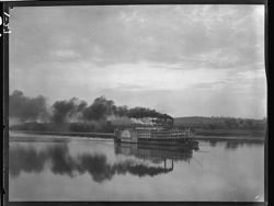 Steamboat on river, Aurora, evening. The "Cincinnati"