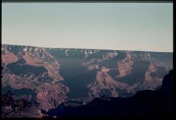 S-20= BRIGHT ANGEL CANYON IN DEEP SHADOW. VIEW IS NORTH BY EAST FROM LODGE