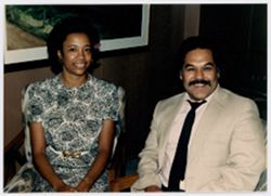 Luis Valdez with Gloria Gibson during Pan Am Festival