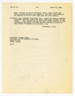 12 April 1954: To: Syngman Rhee. From: Roy W. Howard.