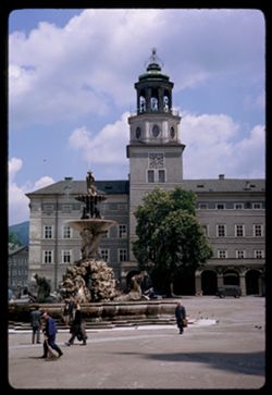 Residenz Platz fountain and Glockenspiel Salzburg