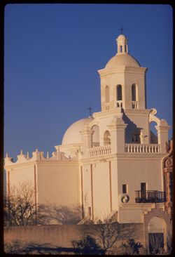 West tower of church of San Xavier del Bac near Tucson