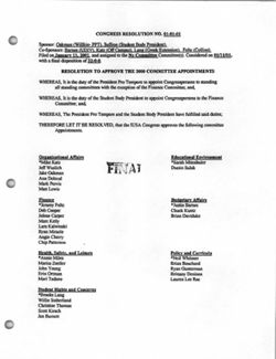 01-01-01 Resolution to Approve the 2000 Committee Appointments