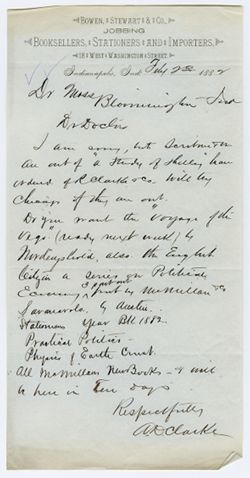 Bowen, Stewart & Co. (Booksellers), 23 February 1882
