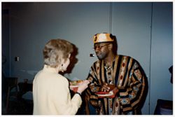 Phyllis Klotman and unidentified participant at Mandela Exhibit and Film Opening