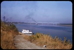 Ohio river at Cairo, Illinois showing I.C.R.R. bridge