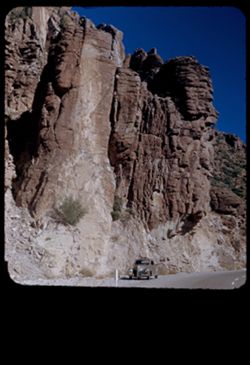 Giant rock forms along new US 60-70 east of Superior, Arizona