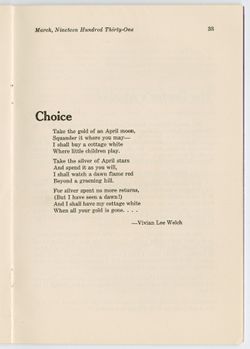 "Choice," Vivian Lee Welch