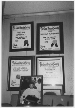 Photograph of William Marshall certificates from The Count Dracula Society
