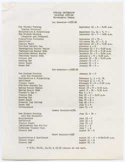 Proposed Calendar for 1955-1956, ca. 18 May 1954