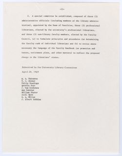 86: Report on the Status of Librarians, 28 April 1969