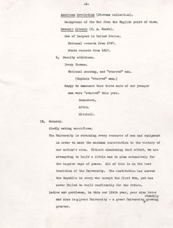 "Notes for Remarks at Alumni Foundation Day: The State of the University in Wartime." -Highland Country Club, Indianapolis, Indiana. June 2, 1944