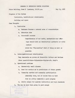 "Notes for Remarks Extension Center Director's Luncheon Meeting." -Union E May 23, 1955