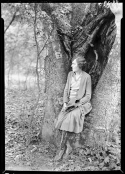 Mrs. Hubbard in hollow sycamore tree, Pine Bluff