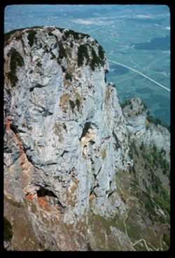 Rock ridge of Untersberg seen from car of Seilbahn