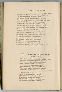 "To Her Thinking Me Tipsy," [Verse], Robert Dane