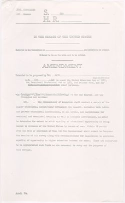 Higher Education (Title IX) - Amendment 398 to S. 659 [PJM], 1971 (Oversize)