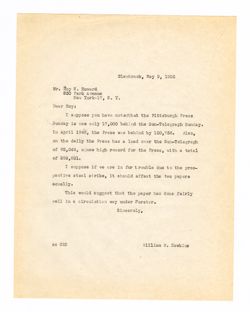 9 May 1952: To: Roy W. Howard. From: William W. Hawkins.