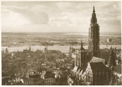 View of city and port of Antwerp, Belgium
