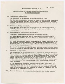 11a: Suggested Changes in Proposed Regulations Registration of Student Organizations, 15 May 1963