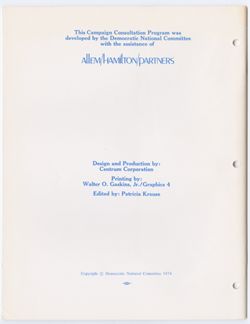 Campaign Consultation Program: In-House Polling, 1974