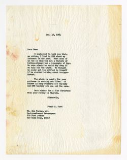18 December 1964: To: Ben Foster, Jr. From: Frank R. Ford.