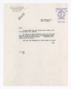 9 May 1936: To: William G. Chandler. From: Roy W. Howard.
