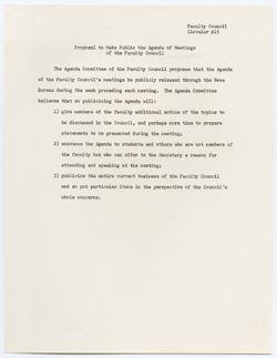 15: Proposal to Make Public the Agenda of Meetings of the Faculty Council, ca. 15 October 1968