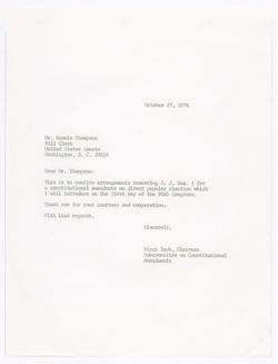 Correspondence - Bill Clerk, Oct 27 1976