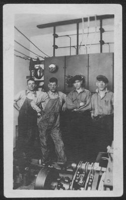 Howard Carmichael (second from left) and fellow workers, ca. 1924.